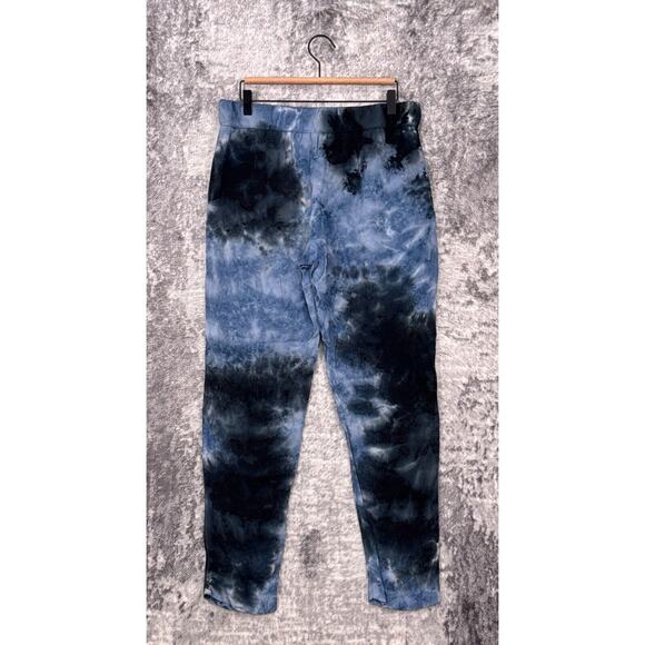 Enza Costa Pants 2 / US Medium Tie Dye Crepe Elastic Waist Pull On Tapered Leg - Picture 2 of 6